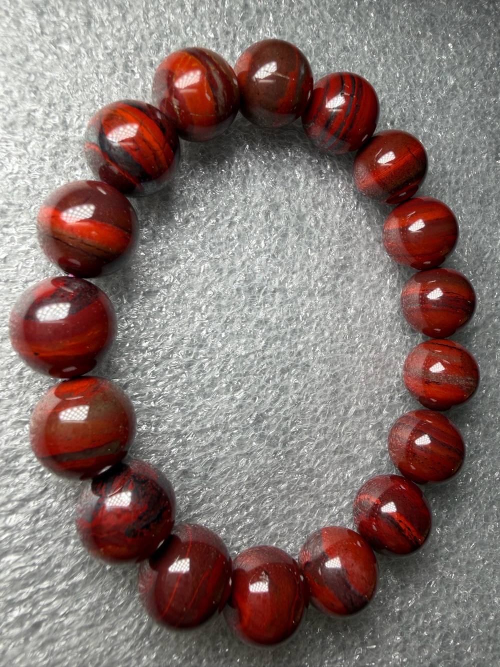 Beautiful 12MM Red Jasper Natural Crystal Bracelet